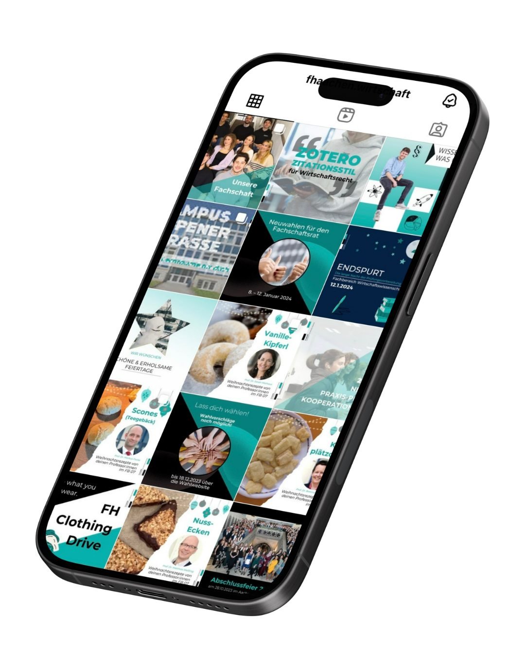 Social-Media-Feed in einheitlichem Markendesign auf dem Smartphone