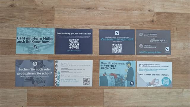 Komplette Printserie von Bluvero: Postkarten und Flyer
